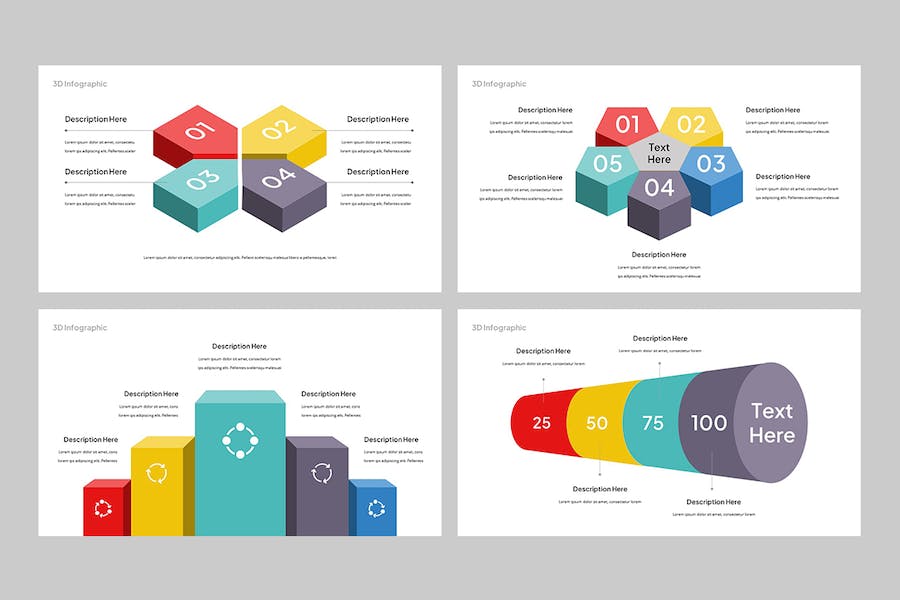 3D立体信息图表数据可视化PPT模板 - 顶尖PPT