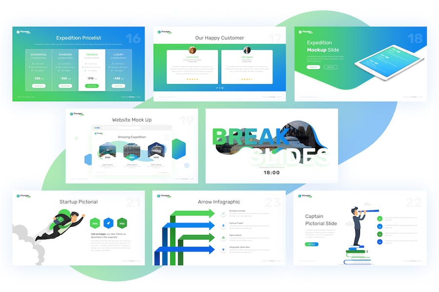 蓝绿配色商务企业介绍通用PPT模板 - 顶尖PPT