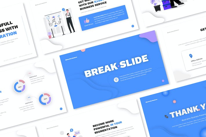 欧美商业插画可视化设计高级PPT模板 - 顶尖PPT