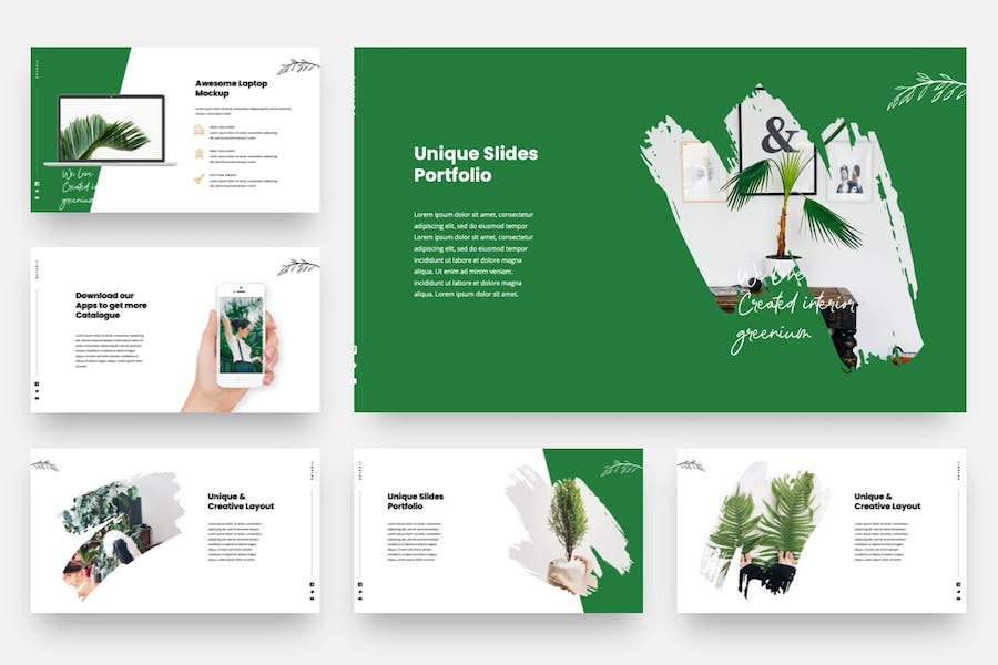 绿色植物园植物展示PPT模板 - 顶尖PPT