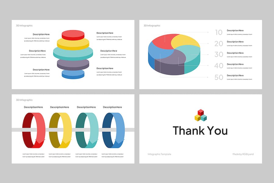 3D立体信息图表数据可视化PPT模板 - 顶尖PPT