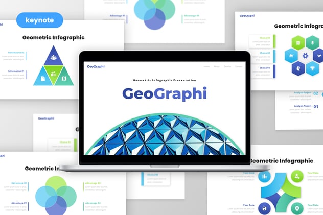 商务几何信息图形keynote模板 - 顶尖PPT