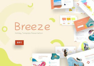 创意时尚精美海边度假旅游风景展示通用PPT模板 - 顶尖PPT