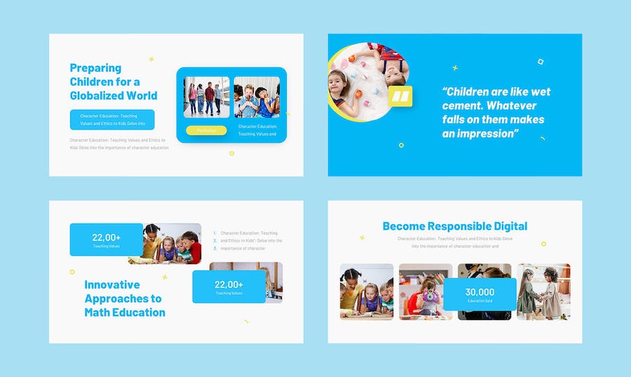 可爱儿童学习教育培训课程PPT模板 - 顶尖PPT