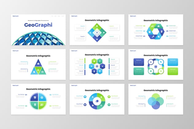 商务几何信息图形keynote模板 - 顶尖PPT