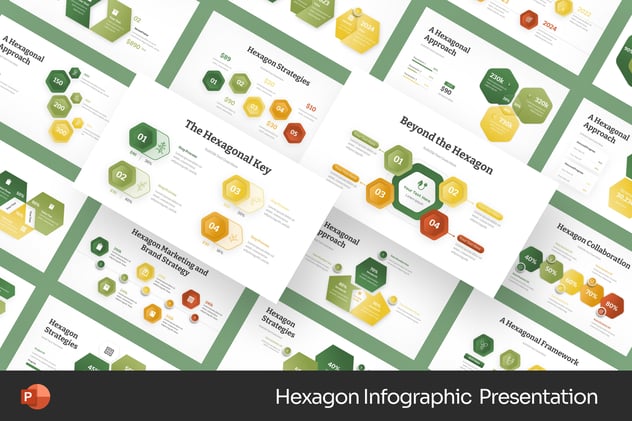 六边形信息图形可视化展示PPT模板 - 顶尖PPT