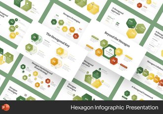 六边形信息图形可视化展示PPT模板 - 顶尖PPT