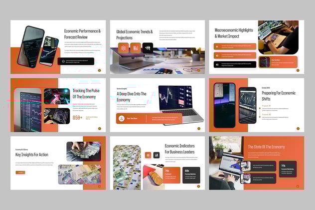 经济报道财务分析汇报PPT模板 - 顶尖PPT