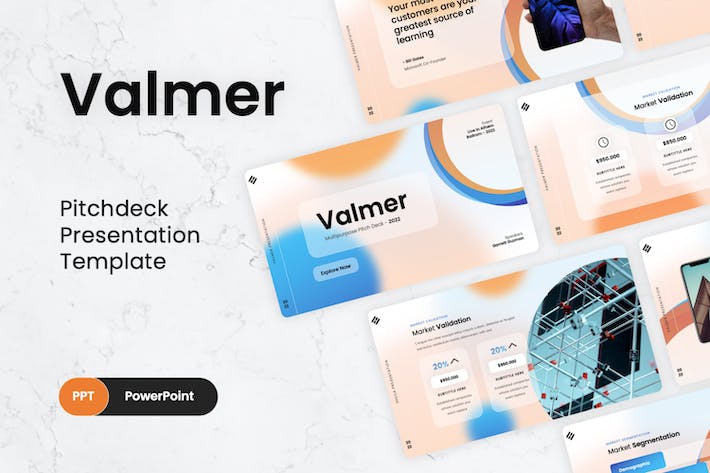 虚化模糊背景欧美科技商务通用PPT模板 - 顶尖PPT