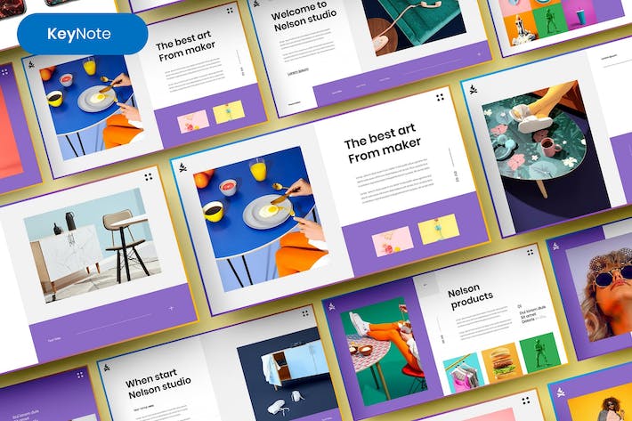 彩色图片拼贴商务策划Keynote模板 - 顶尖PPT