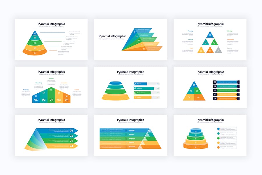 绿色商业金字塔层级信息图PPT模板 - 顶尖PPT
