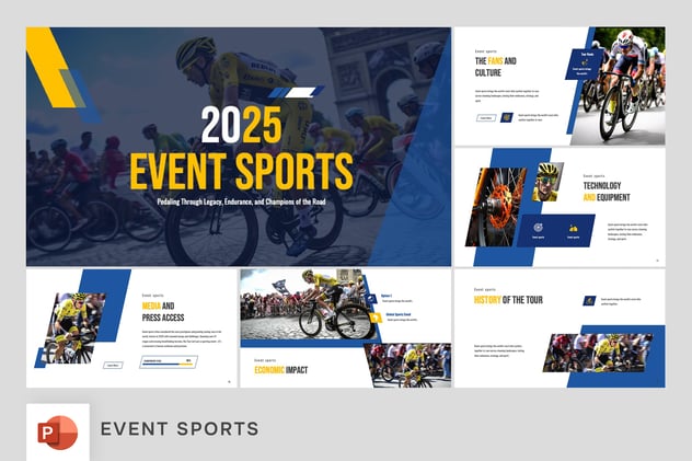 自行车体育比赛介绍策划PPT模板 - 顶尖PPT