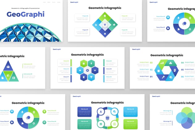 商务几何信息图形keynote模板 - 顶尖PPT