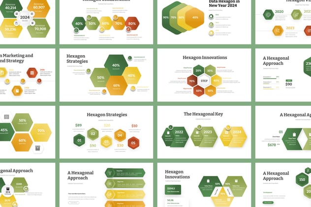 六边形信息图形可视化展示PPT模板 - 顶尖PPT