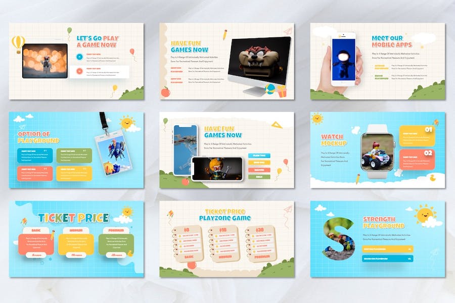 儿童游乐区娱乐场所介绍PPT模板 - 顶尖PPT
