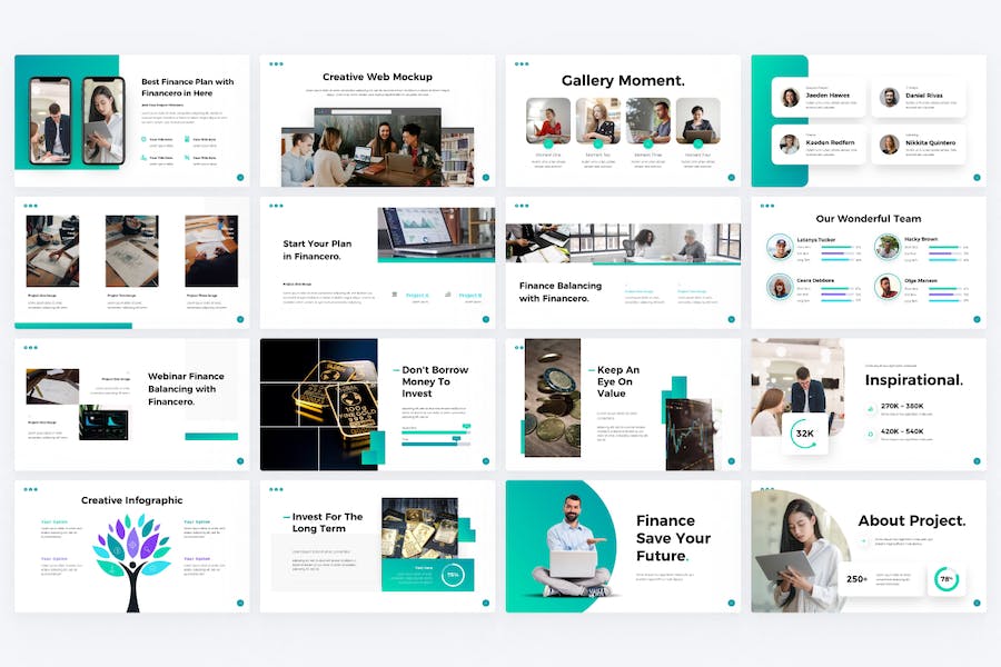 大气企业合作商业计划团队介绍金融专业通用PPT模板 - 顶尖PPT
