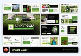 绿色动感高尔夫运动主题PowerPoint模板 - 顶尖PPT