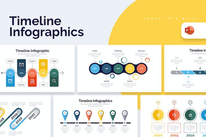 业务时间轴项目进度信息图PPT模板 - 顶尖PPT