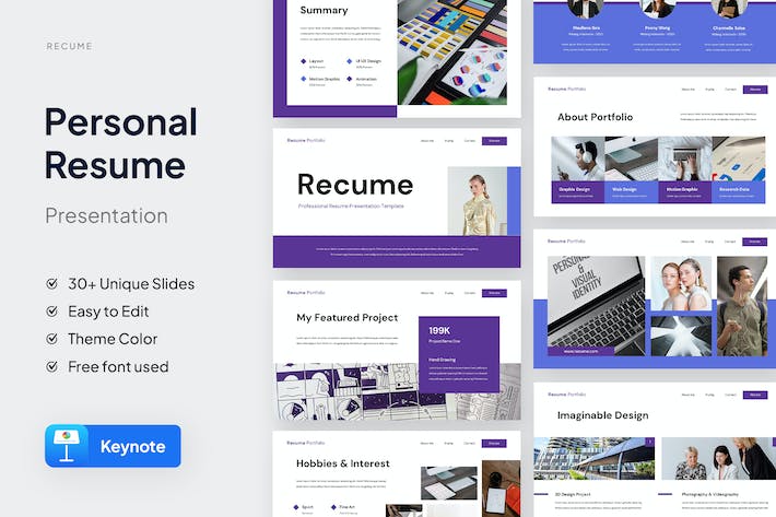 创意简历个人作品集设计展示Keynote模板 - 顶尖PPT