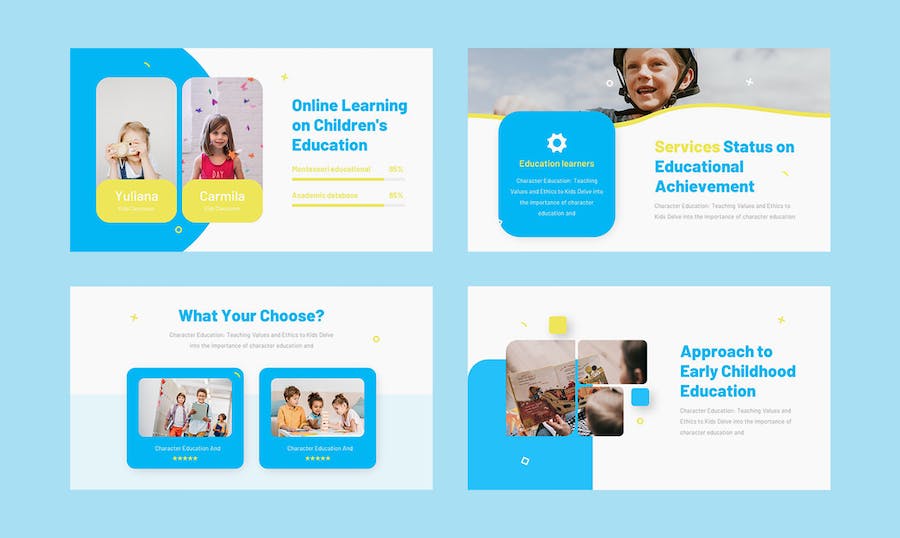 可爱儿童学习教育培训课程PPT模板 - 顶尖PPT