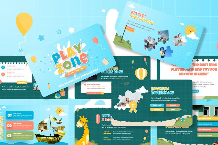 儿童游乐区娱乐场所介绍PPT模板 - 顶尖PPT