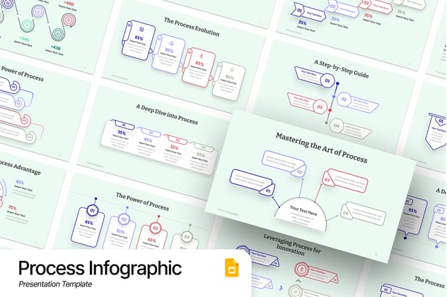 线稿步骤流程信息图形PPT模板 - 顶尖PPT