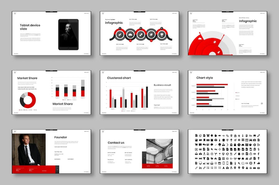 红黑配色商务企业品牌形象展示PPT模板 - 顶尖PPT