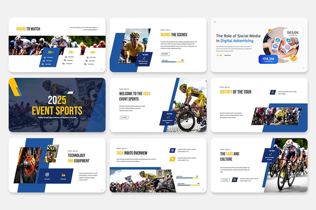 自行车体育比赛介绍策划PPT模板 - 顶尖PPT