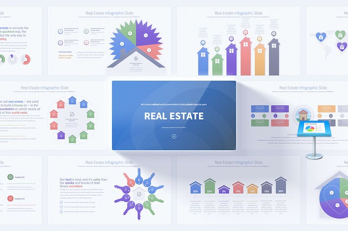 房地产行业数据分析图形图表keynote模板 - 顶尖PPT