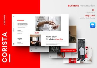 红色主题商务企业品牌宣传推广Keynote模板 - 顶尖PPT