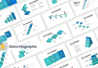 创意楼梯攀升信息图数据可视化PPT模板 - 顶尖PPT