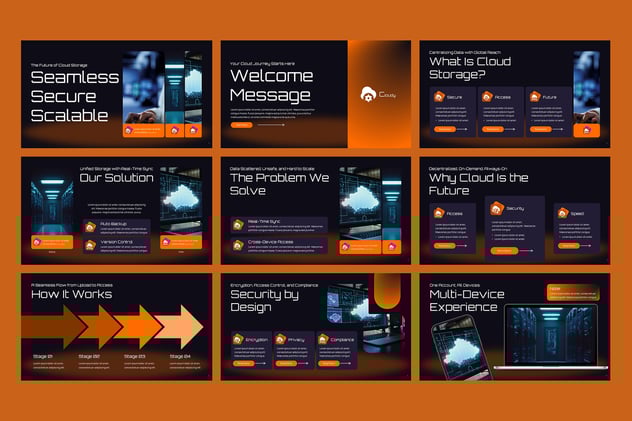云存储大数据技术解决方案PPT模板 - 顶尖PPT