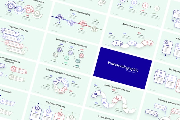 线稿步骤流程信息图形PPT模板 - 顶尖PPT