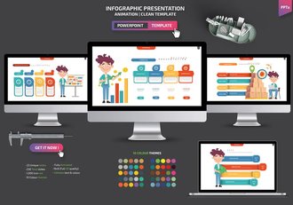 创意图形卡通人物插画PPT模板 - 顶尖PPT