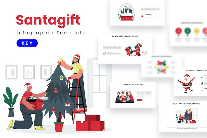 节日礼物主题信息图Keynote模板 - 顶尖PPT