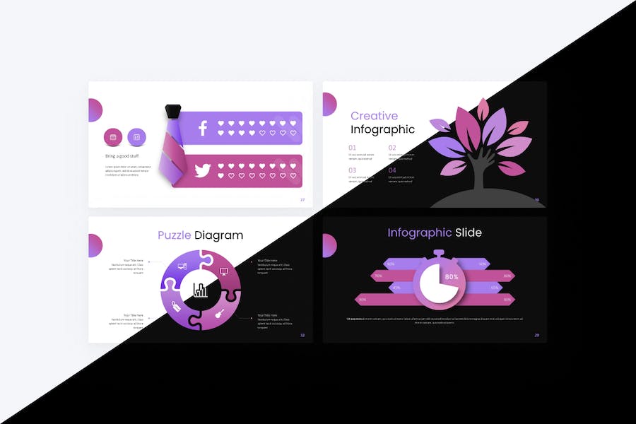 精美时尚紫色渐变风商业计划商务合作多用途keynote模板 - 顶尖PPT