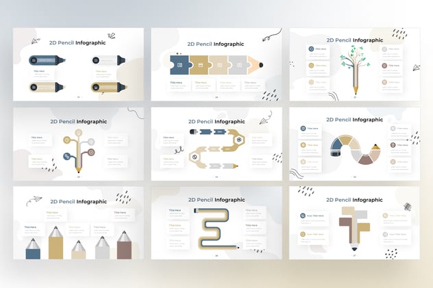 涂鸦风创意铅笔信息图形keynote模板 - 顶尖PPT
