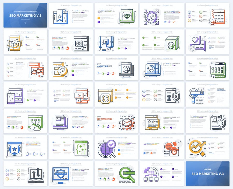 SEO市场营销图形图标PPT目标 - 顶尖PPT