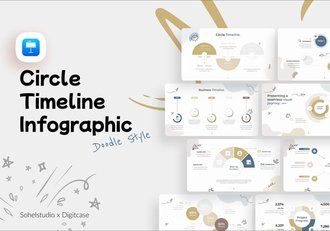 涂鸦风格圆圈时间轴信息图形keynote模板 - 顶尖PPT