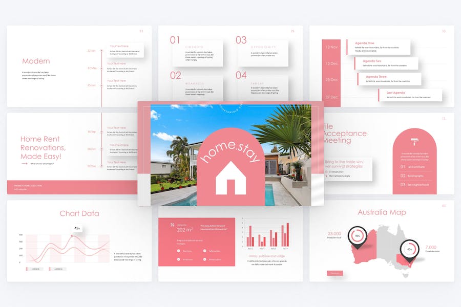 寄宿民宅家庭房地产PPT模板 - 顶尖PPT