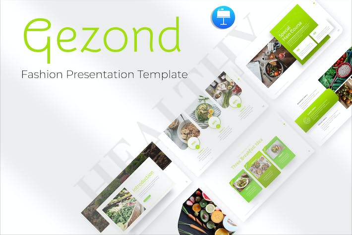 餐饮美食介绍餐厅美食文化健康绿色食物主题keynote模板 - 顶尖PPT