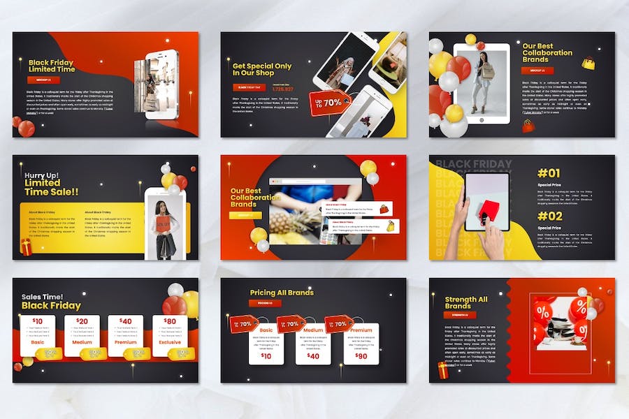 黑五促销购物节营销活动方案PPT模板 - 顶尖PPT