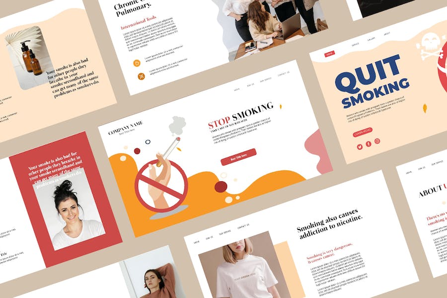 戒烟健康宣传教育推广PPT模板 - 顶尖PPT