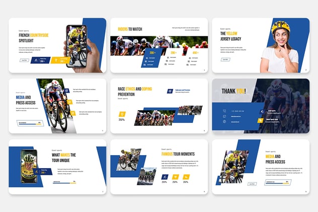 自行车体育比赛介绍策划PPT模板 - 顶尖PPT