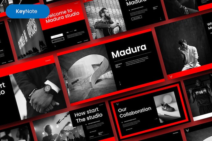 红黑配色活动策划国外商业通用风格keynote模板 - 顶尖PPT