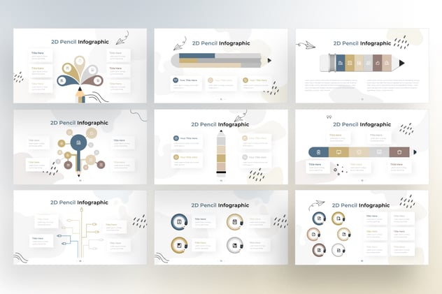 涂鸦风创意铅笔信息图形keynote模板 - 顶尖PPT