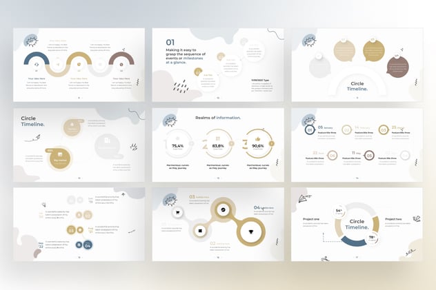涂鸦风格圆圈时间轴信息图形keynote模板 - 顶尖PPT