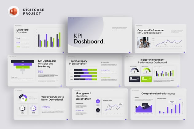 KPI数据仪表盘图形PPT模板 - 顶尖PPT