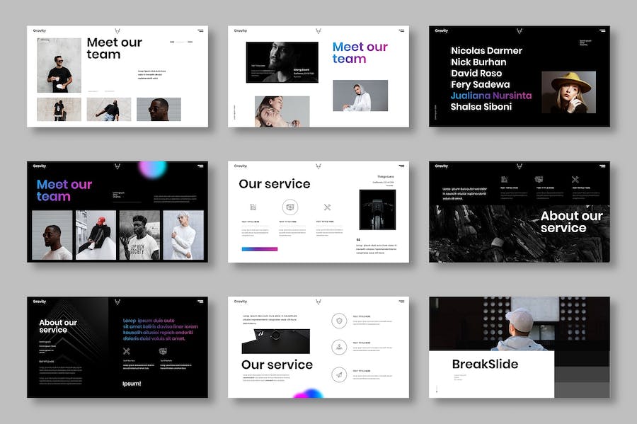 重力商务企业服务展示Keynote模板 - 顶尖PPT