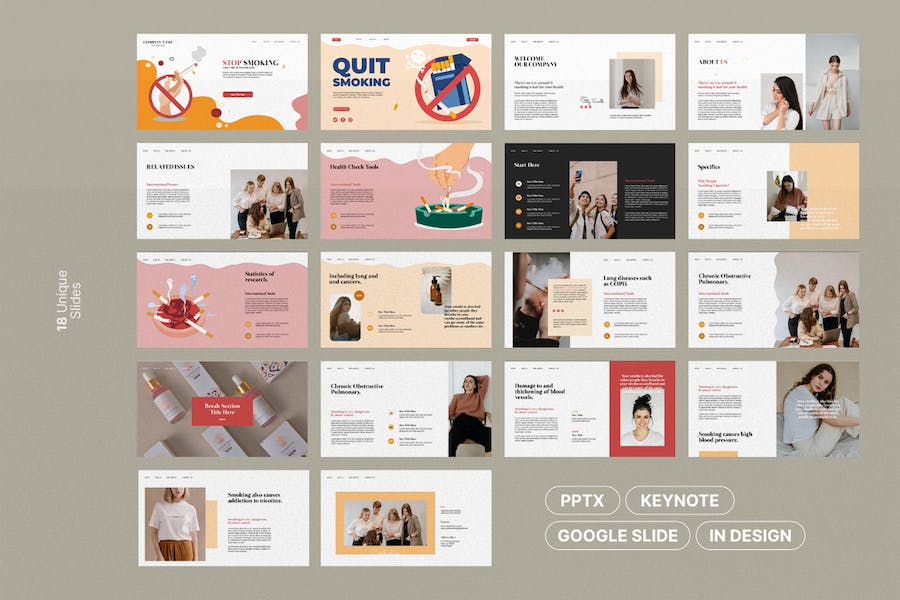 戒烟健康宣传教育推广PPT模板 - 顶尖PPT